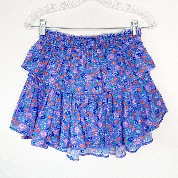LoveShackFancy tiered mini skirt in summer blues - Picture 3 of 7